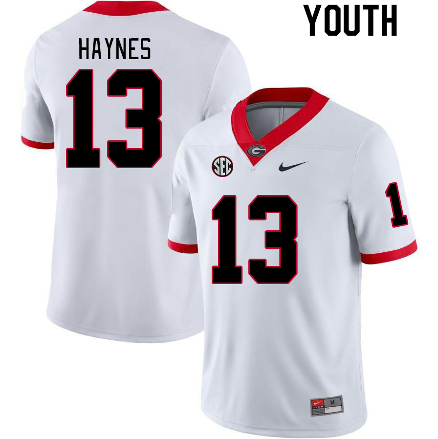 Georgia Bulldogs Youth Zeed Haynes #13 White Stitched College UGA Football Jersey 23FS016VL